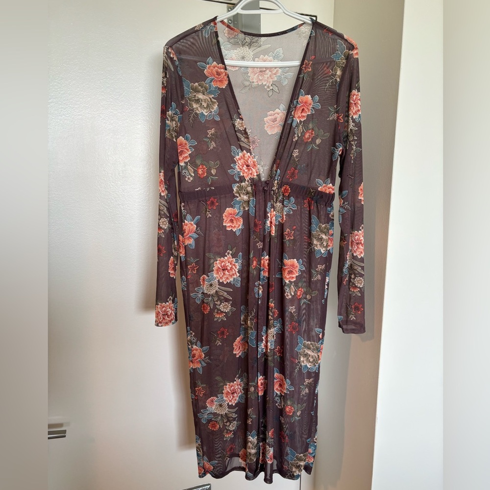Floral mesh cover up